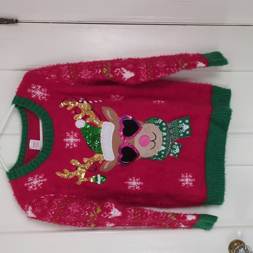 Girls / Women's Ugly Christmas Sweater Size Large 10-12 Plus